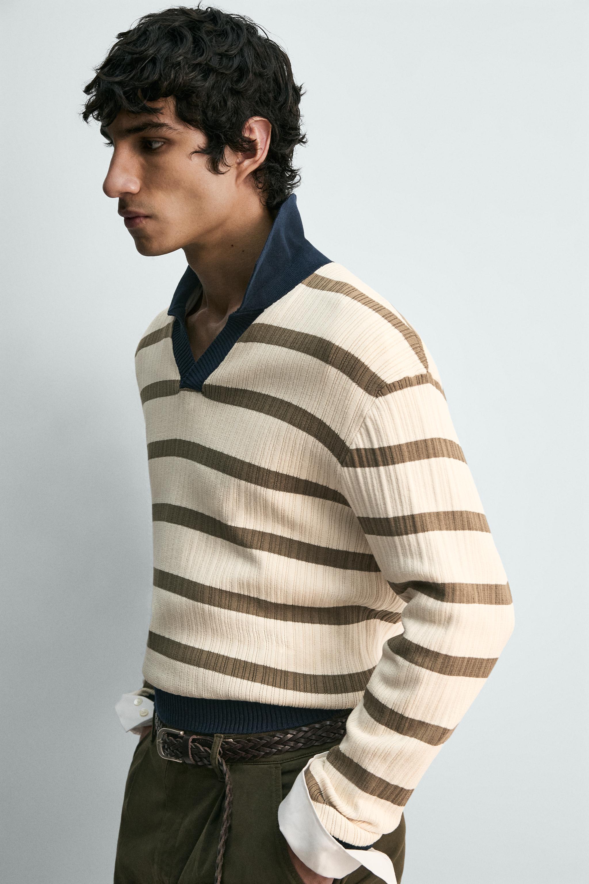 STRIPED KNIT POLO SHIRT